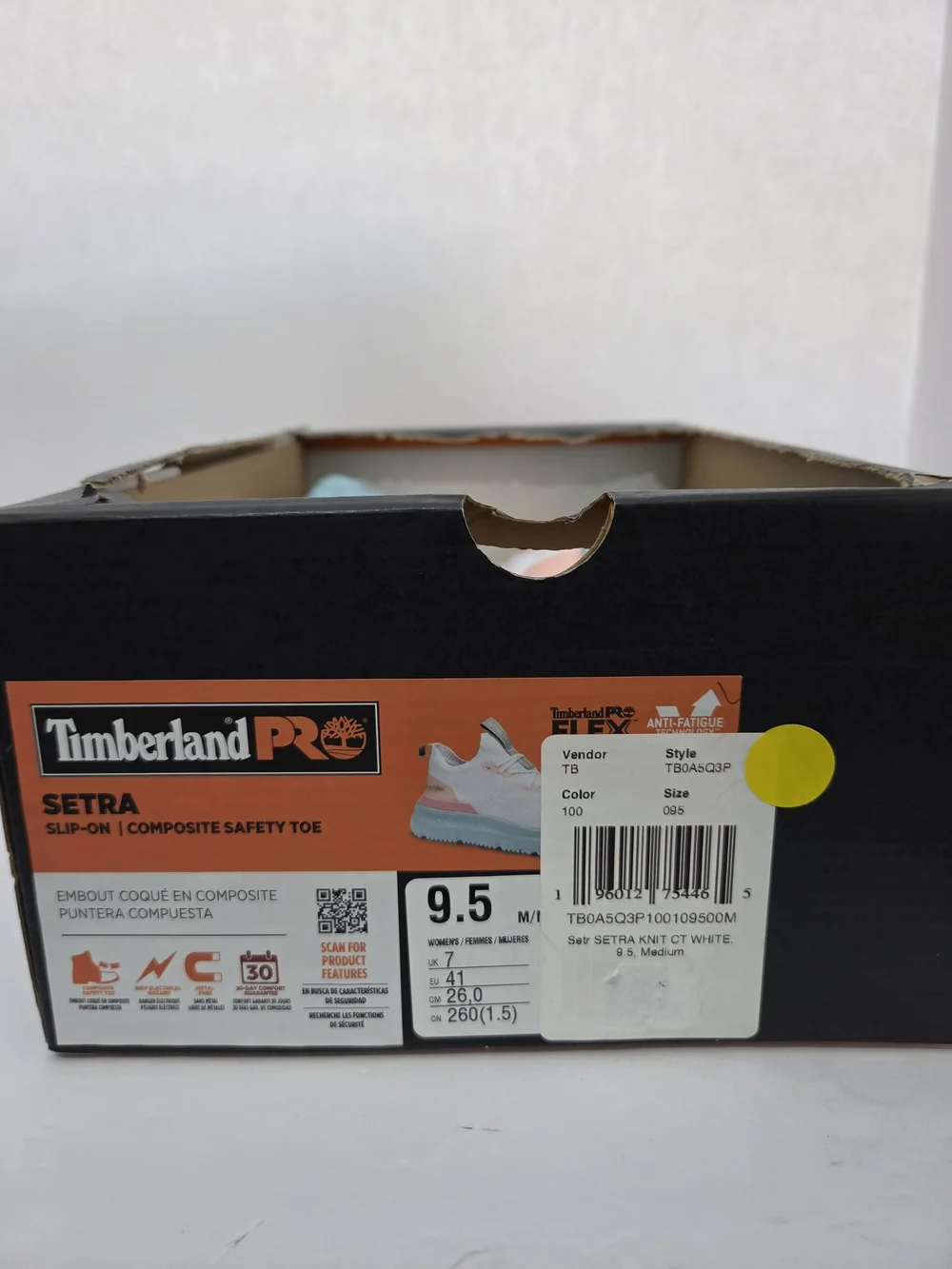 Timberland PRO Setra Knit Womens Shoes Sz 9.5 M White Peach Safety Toe Sneakers